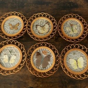 Vintage wicker coasters set of 6